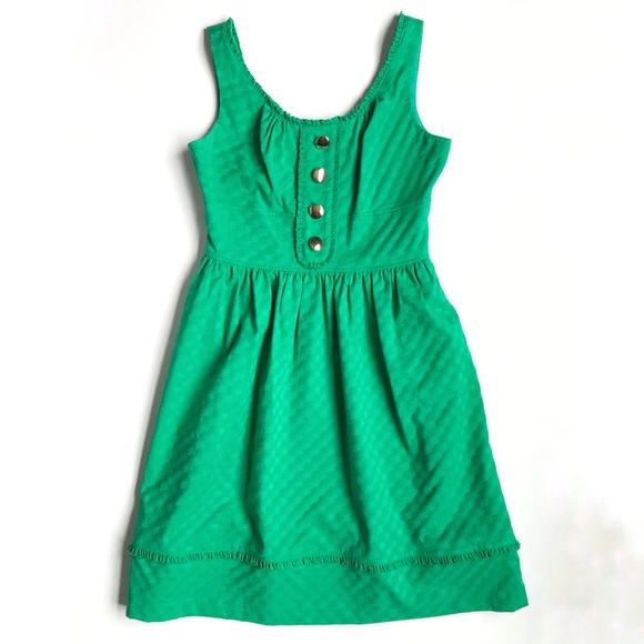 Maggy London Dresses & Skirts - Green Maggy London A-line Dress with Gold Buttons